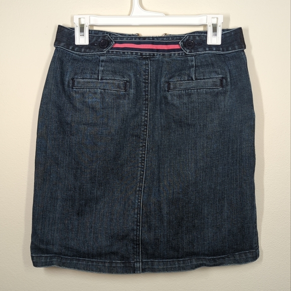 Talbot's Petites Belted Dark Wash Skirt Size 10 Stretch. Distressed - Picture 7 of 7